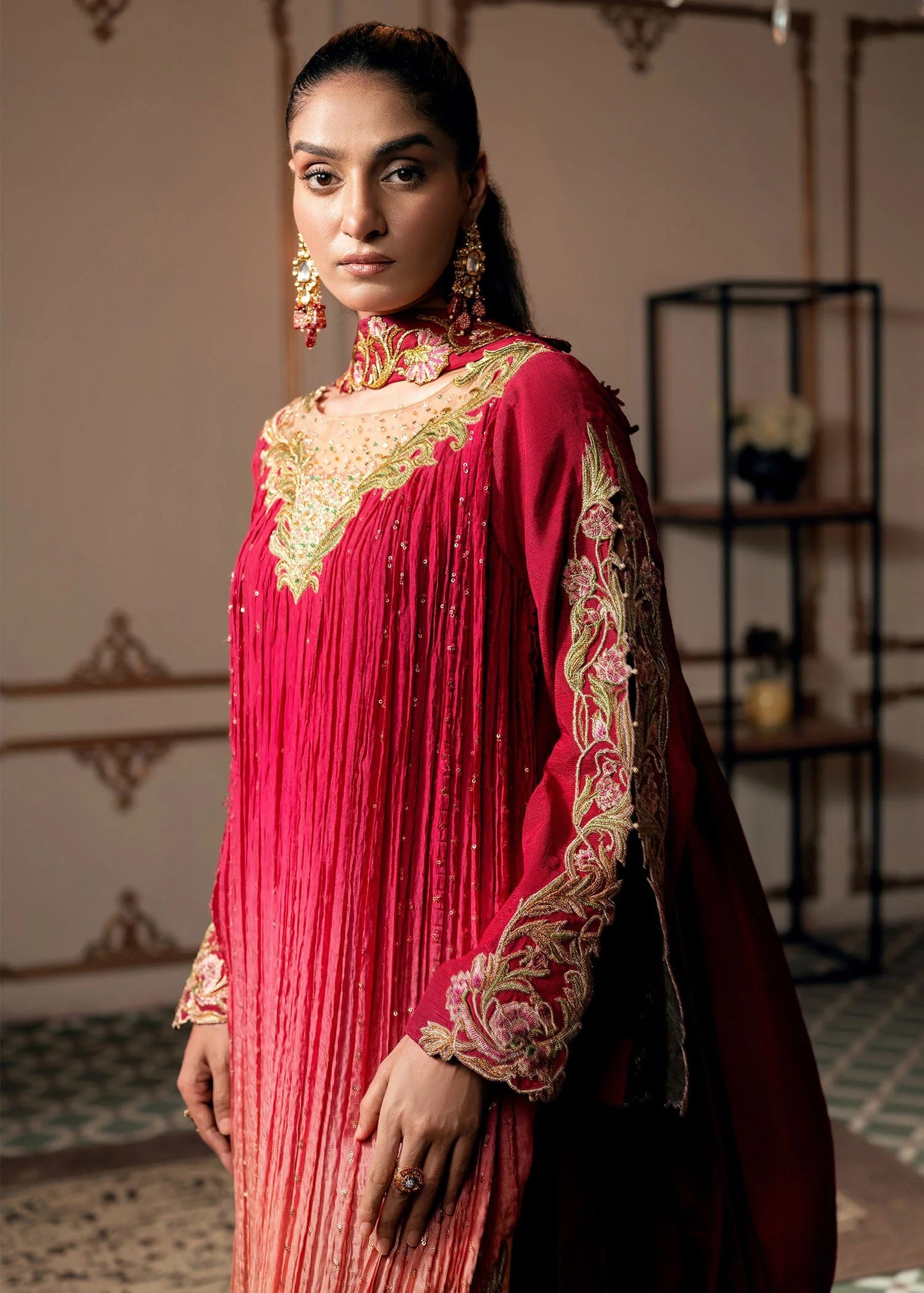 3 Piece Crushed Luxury Suit - Mystic Rose