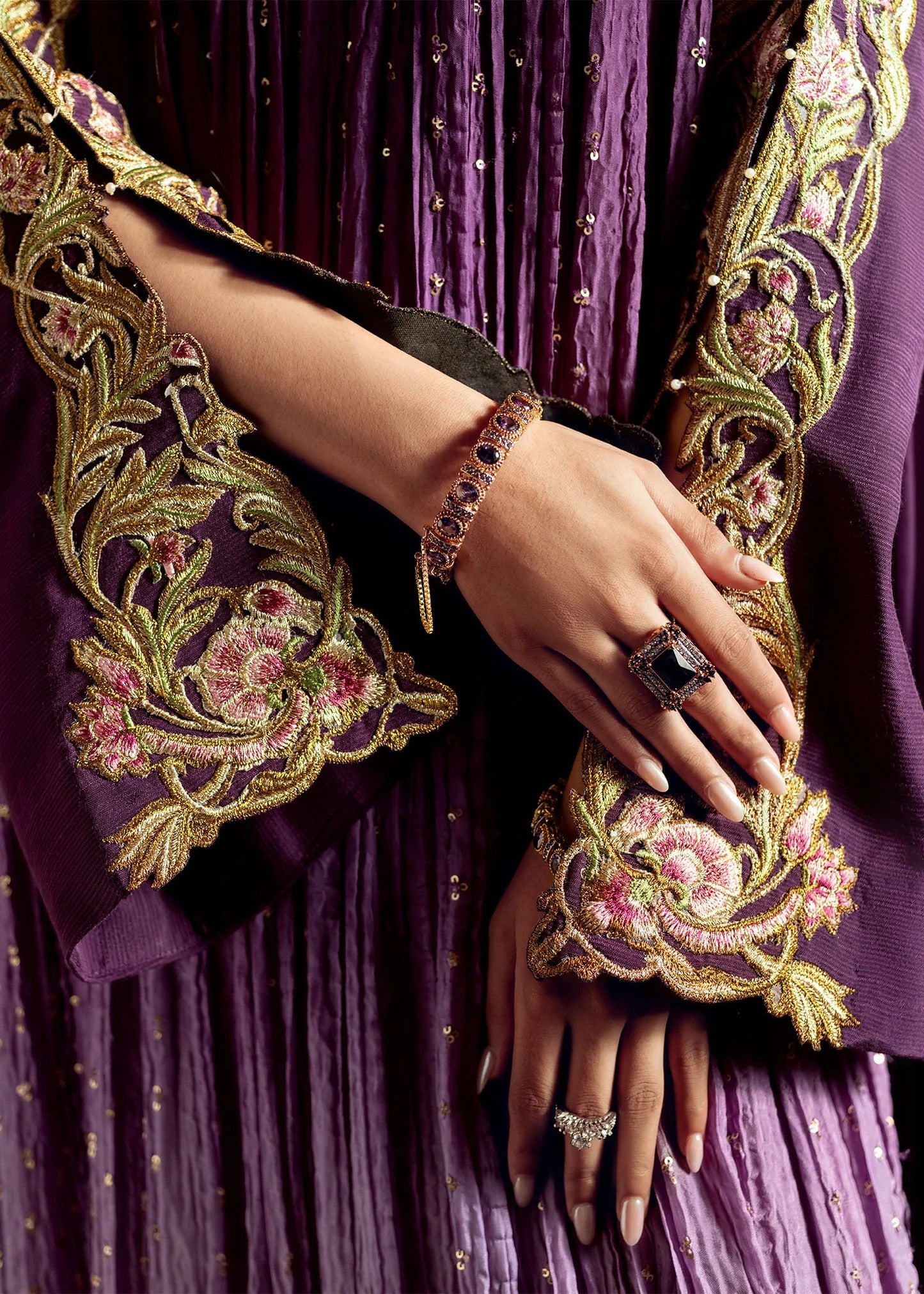 3 Piece Crushed Luxury Suit - Mystic Mauve