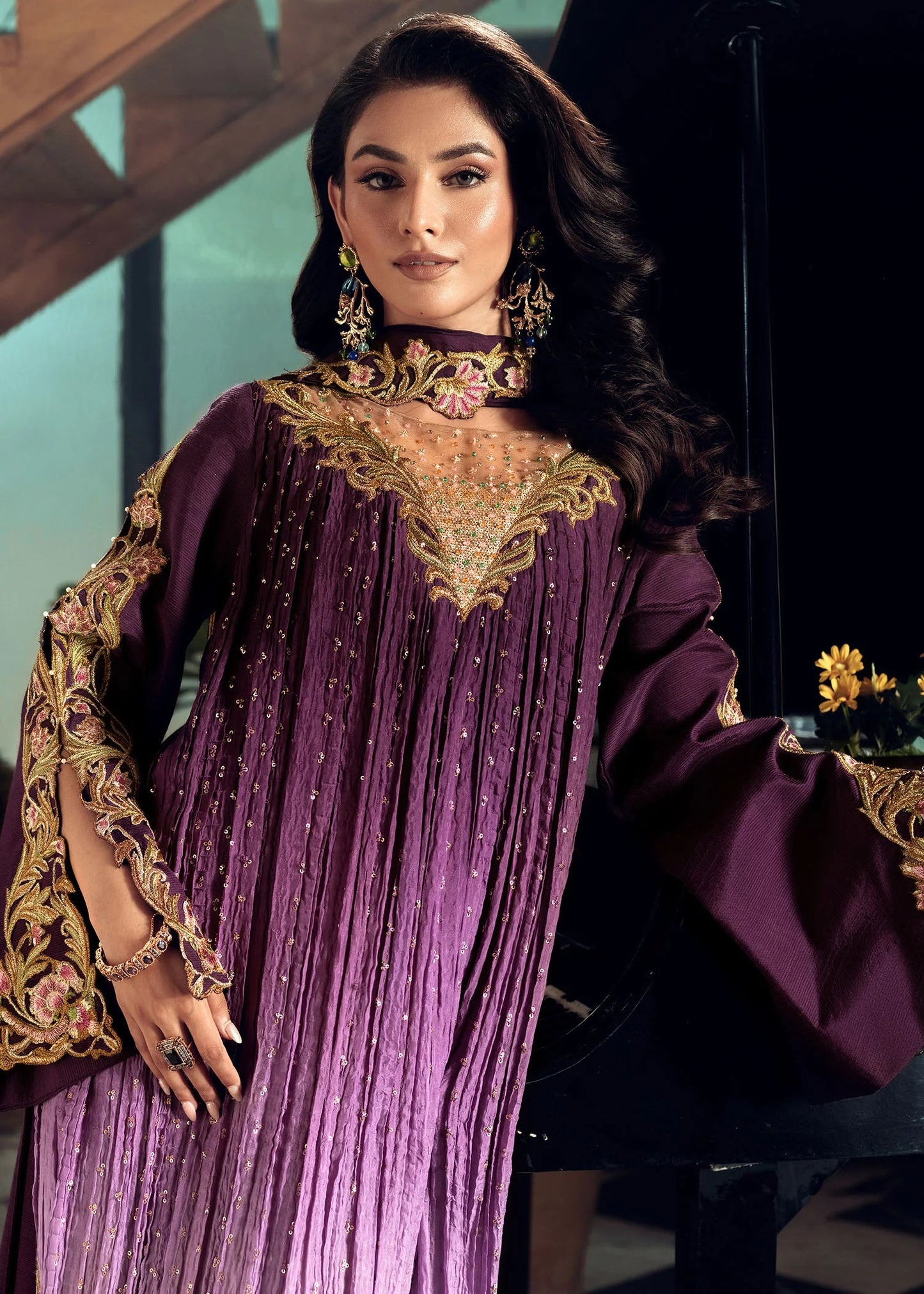 3 Piece Crushed Luxury Suit - Mystic Mauve