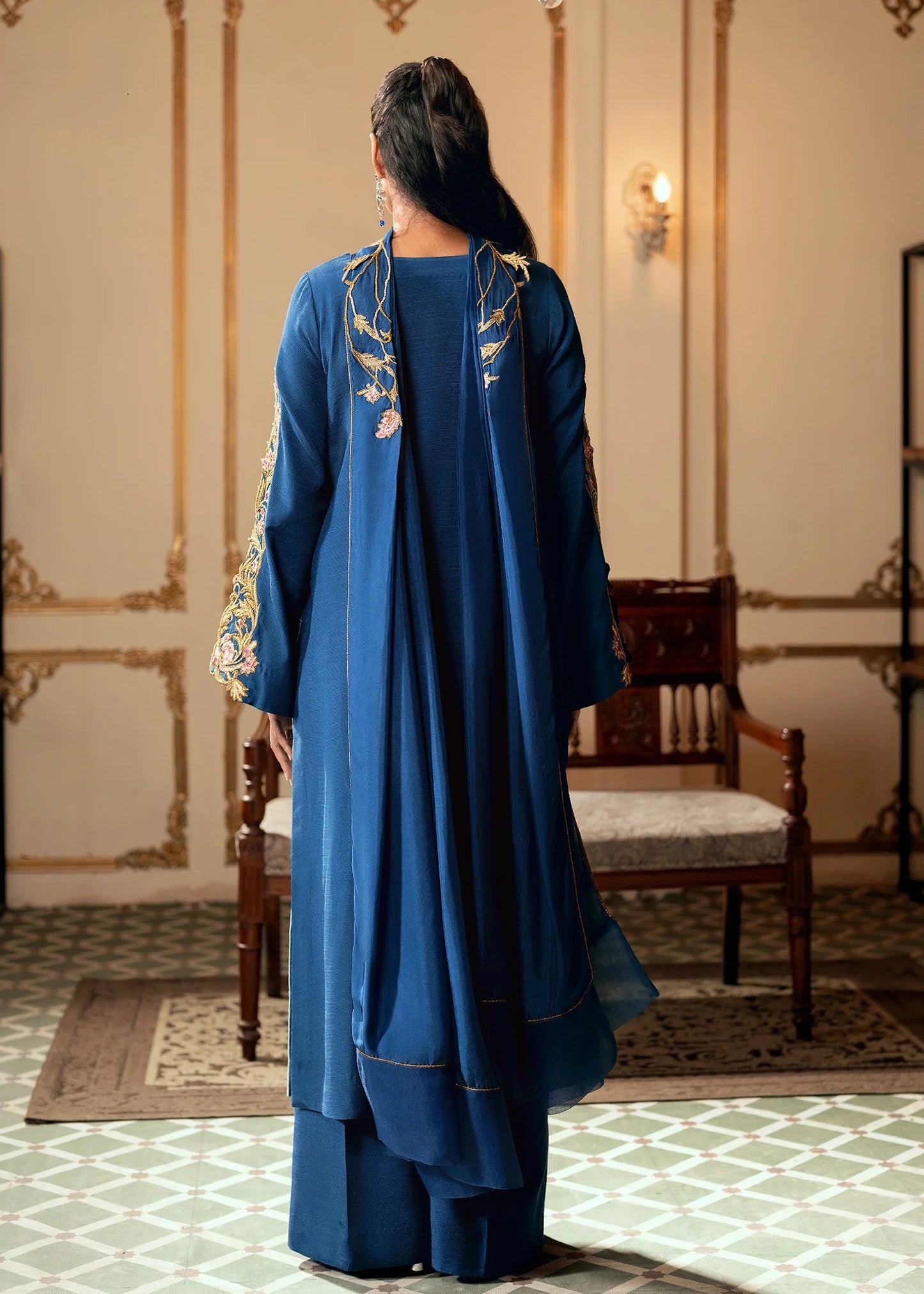 3 Piece Crushed Luxury Suit - Sapphire