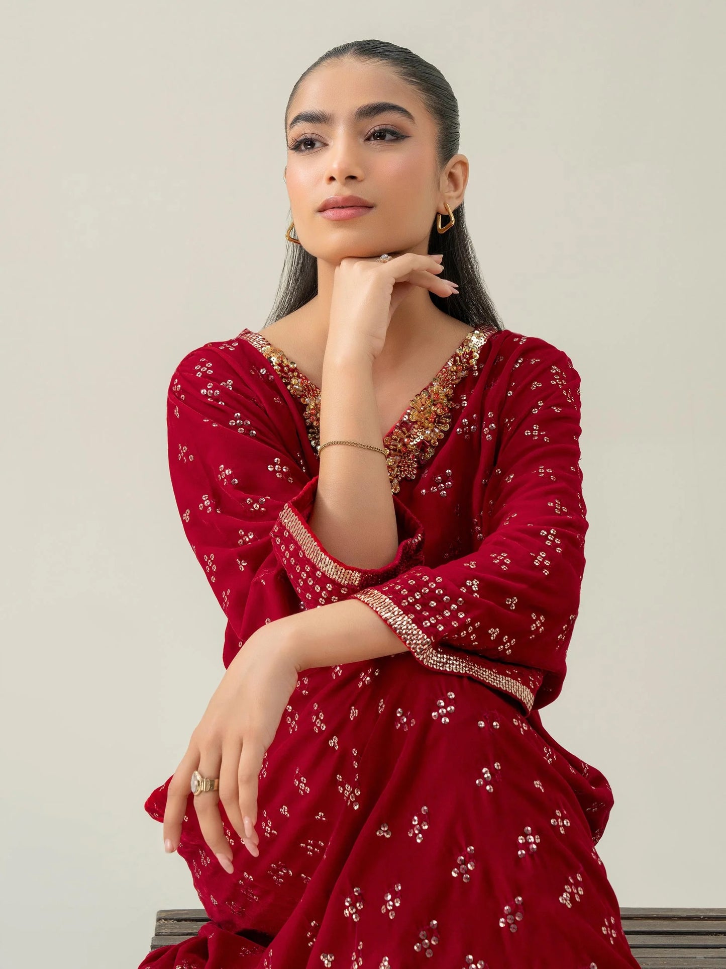 Embroidered Velvet Kaftan