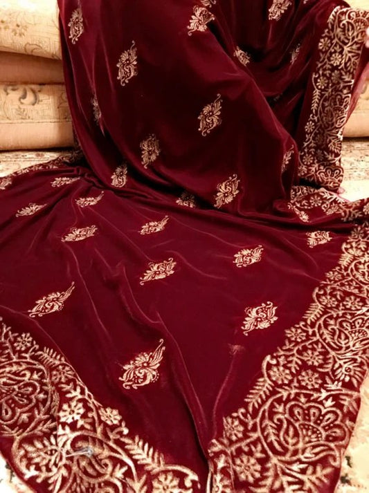 Thick Block Printed Border Shawl - VT-01