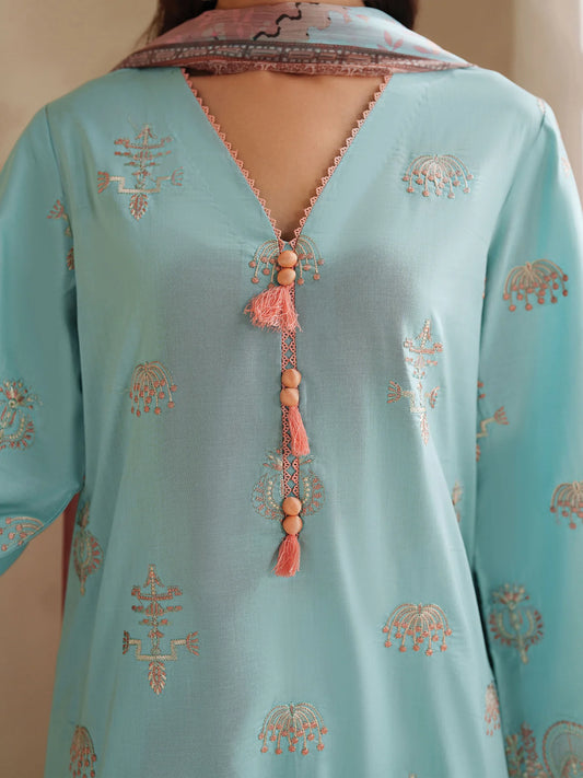 3 Piece Cotton Pret - Blue Melon