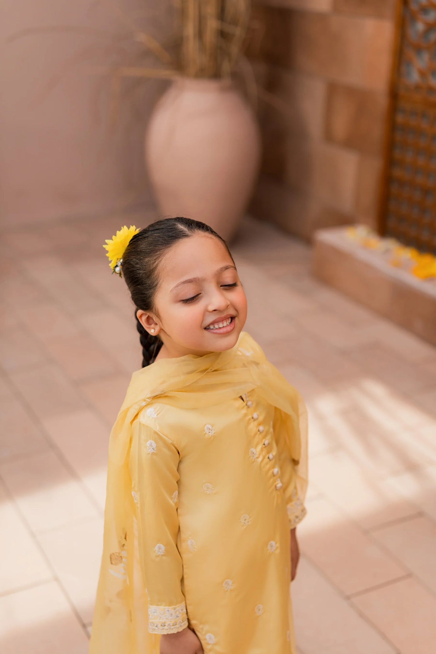 Pale Yellow Silk Suit - 3pc