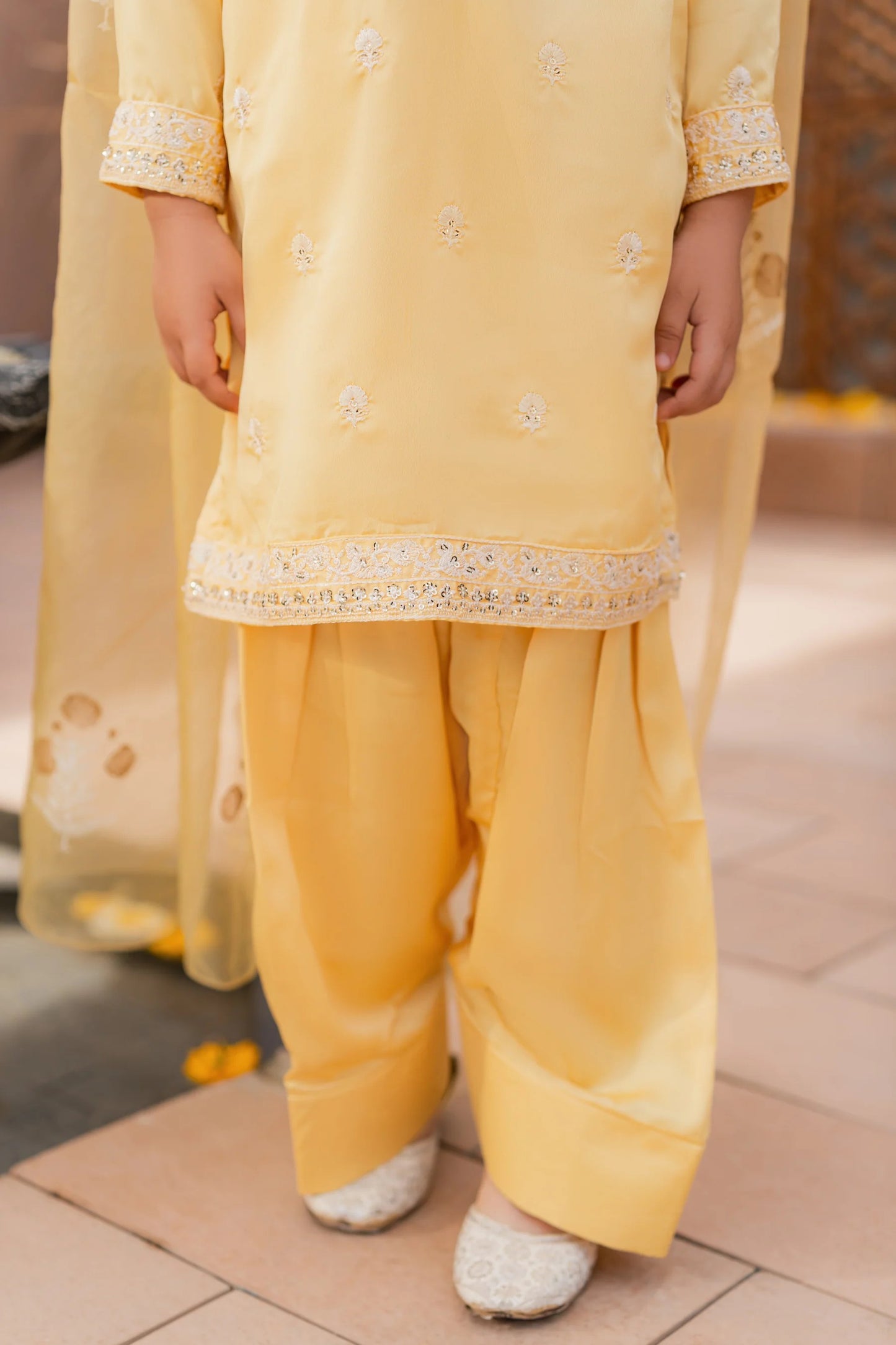 Pale Yellow Silk Suit - 3pc