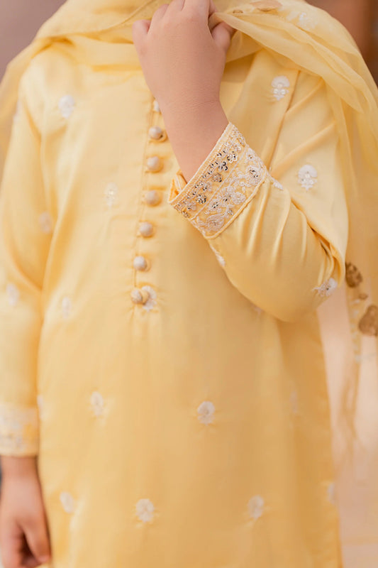 Pale Yellow Silk Suit - 3pc