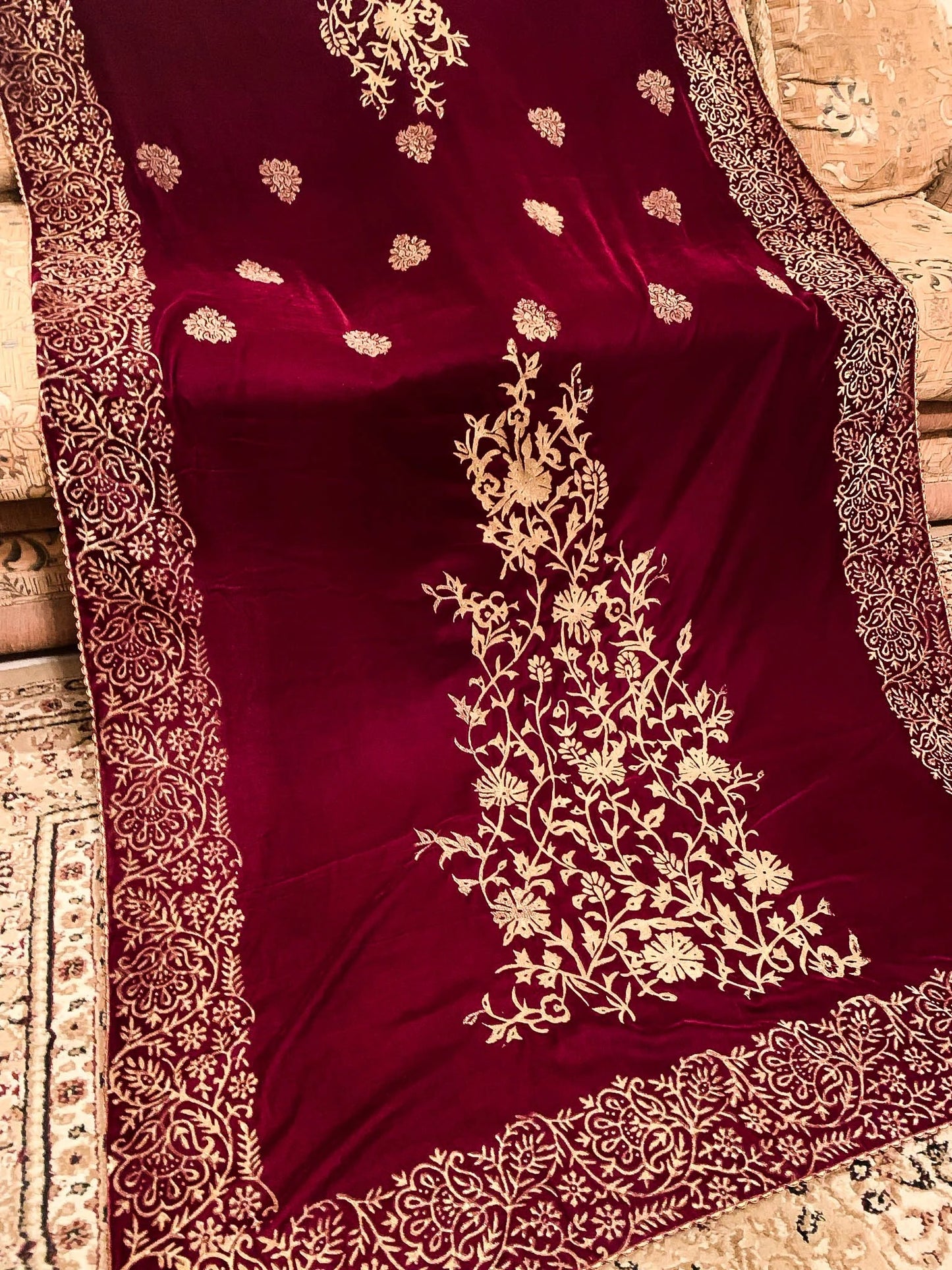 Block Printed Velvet Shawl - VT-72
