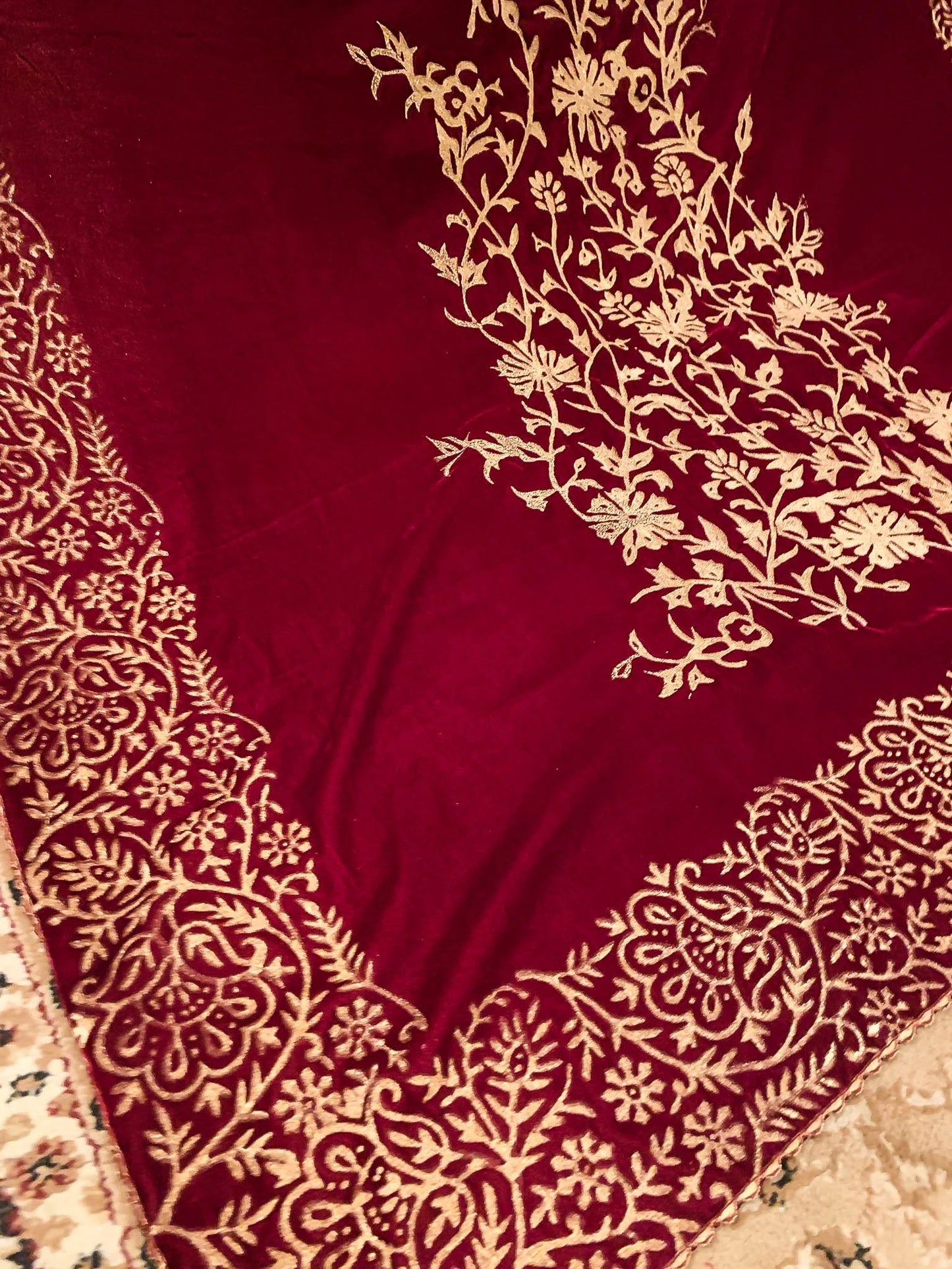 Block Printed Velvet Shawl - VT-72