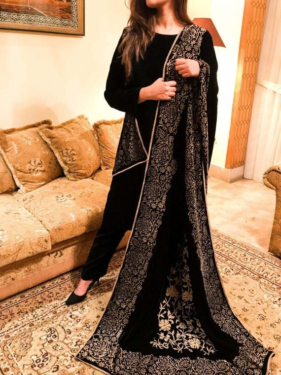 Block Printed Velvet Shawl - VT-72