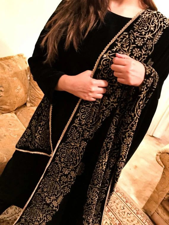 Block Printed Velvet Shawl - VT-72