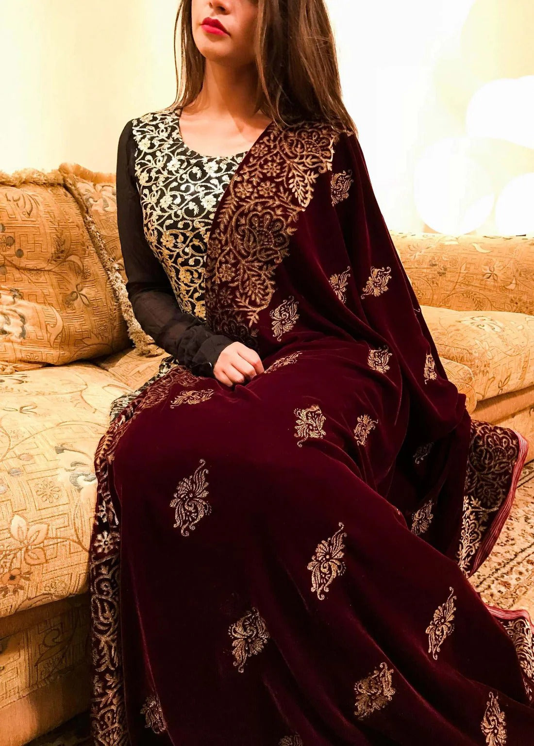 Thick Block Printed Border Shawl - VT-01