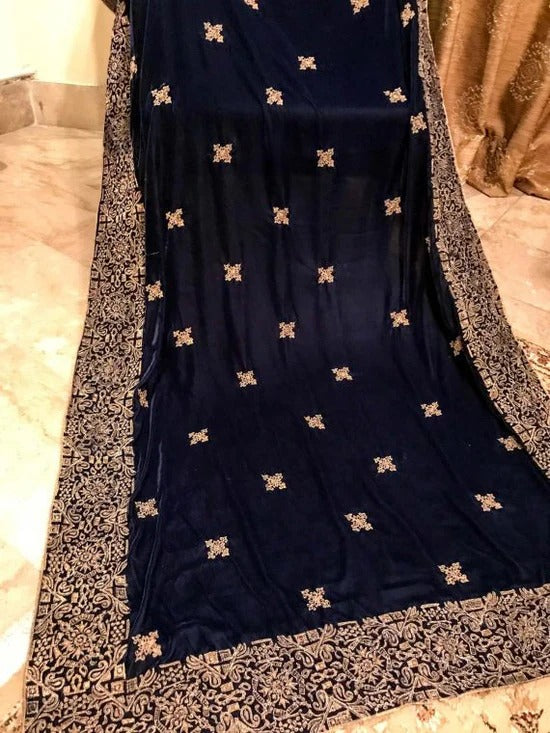 Tilla Lined Geometric Velvet Shawl - VT-05