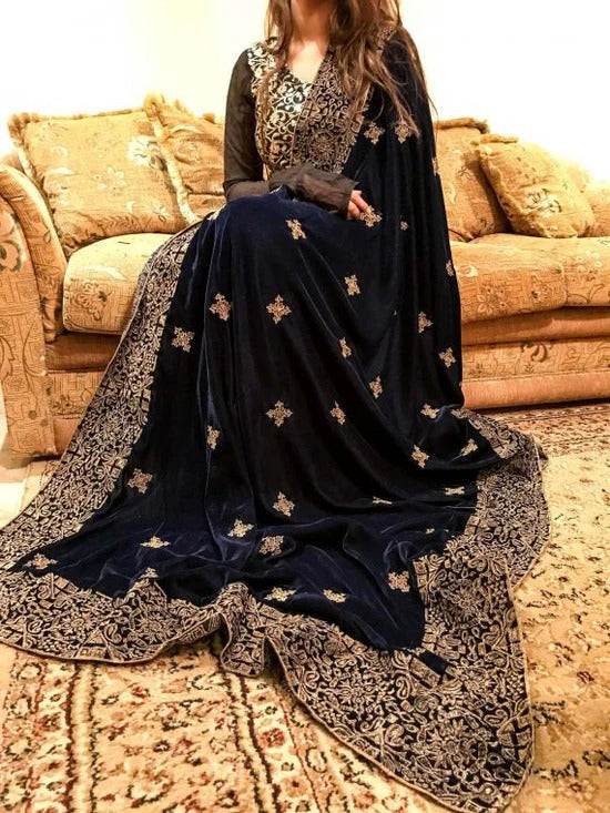 Tilla Lined Geometric Velvet Shawl - VT-05
