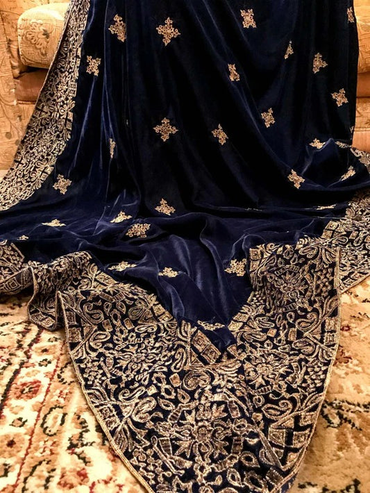 Tilla Lined Geometric Velvet Shawl - VT-05