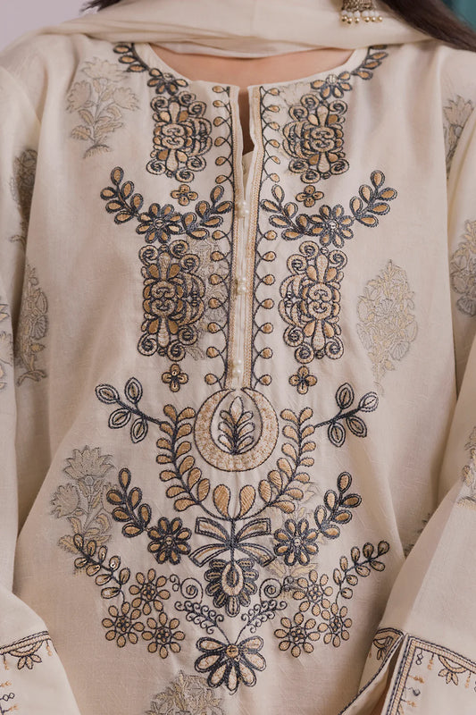Embroidered Jacquard 3-Piece Suit – Off-White
