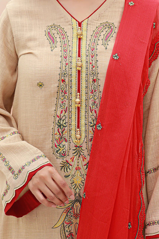 Embroidered Khaddar Suit - 3PC