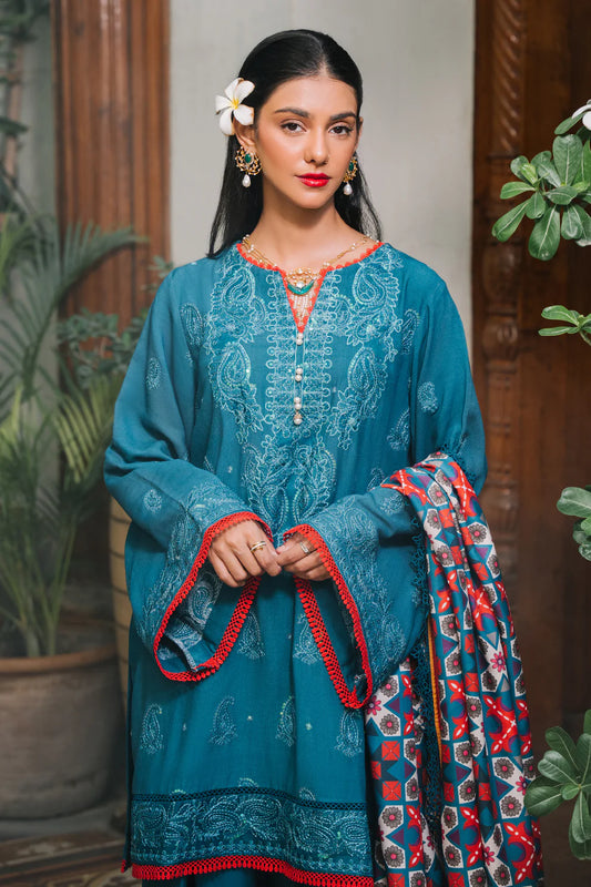 3-Piece Stitched Embroidered Cotail Suit