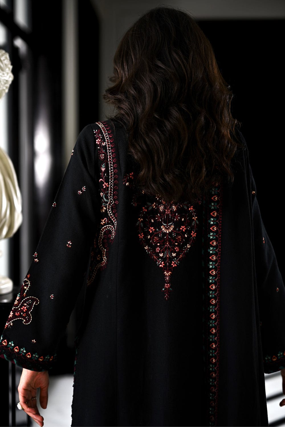 Luxury Embroidered Karandi Set - Kashmiri Black