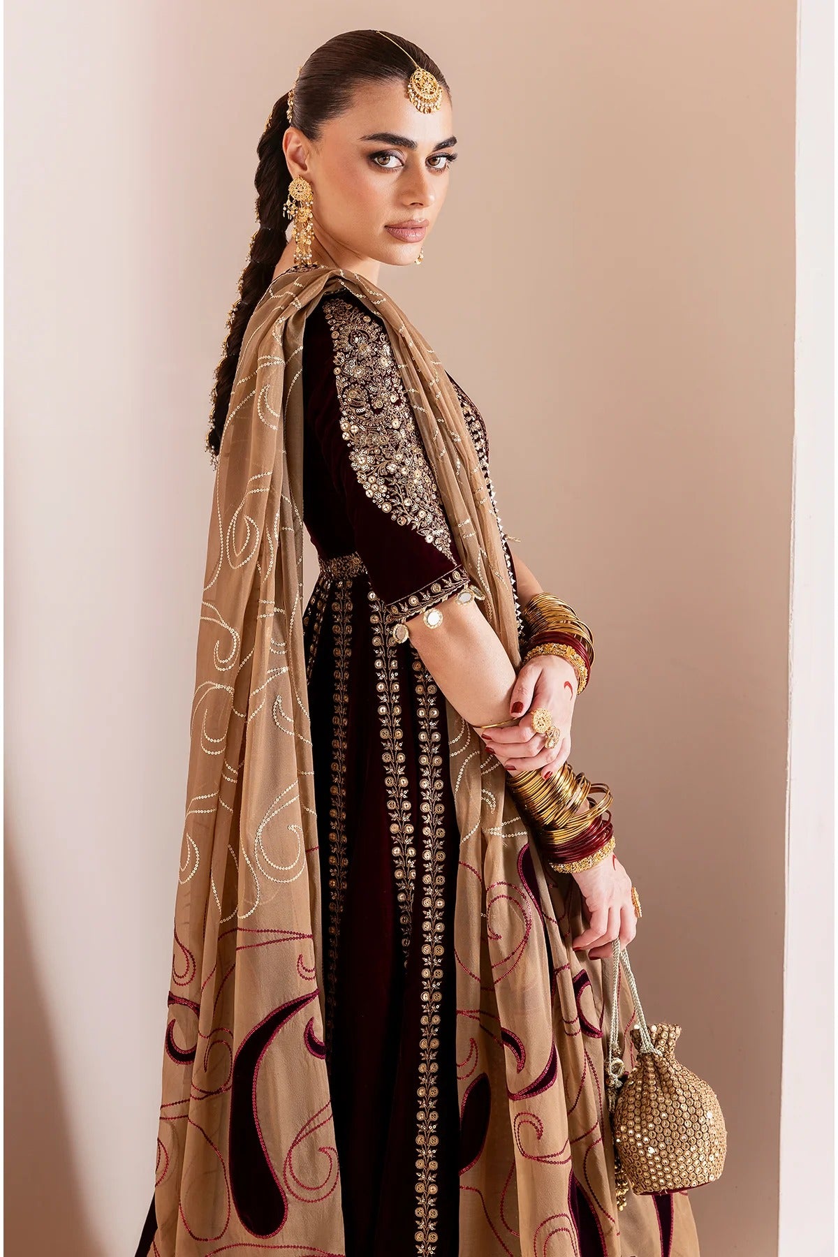 Embroidered Velvet Formal D-12