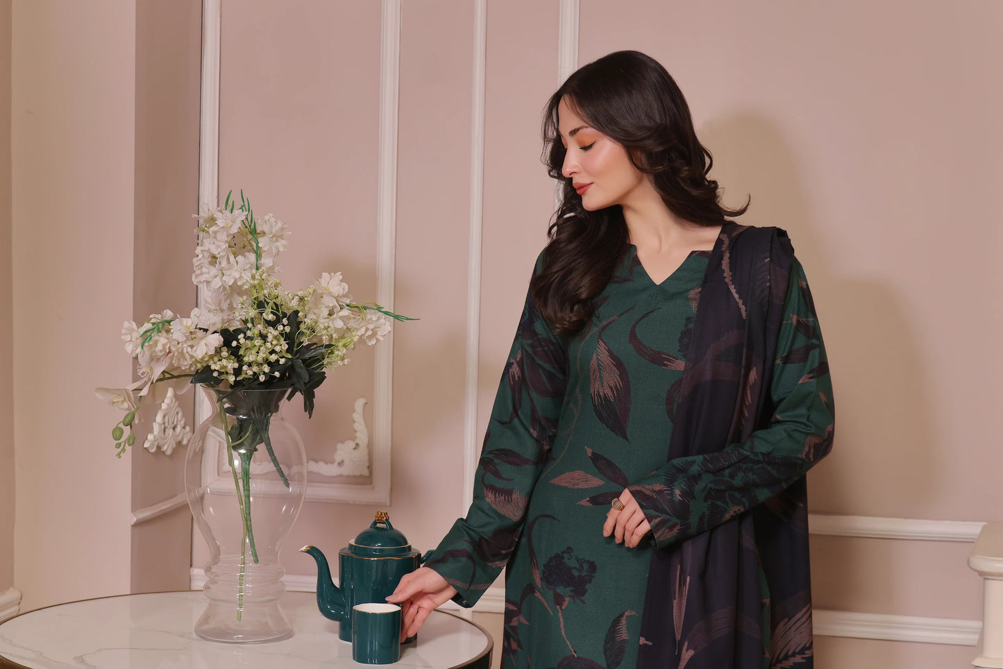 Digital Printed Dhanak Suit - Green