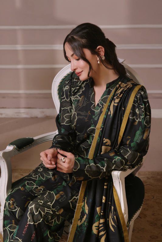 Digital Printed Dhanak Suit - 3pc