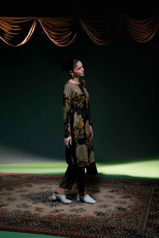 Printed Dhanak Suit 3pc