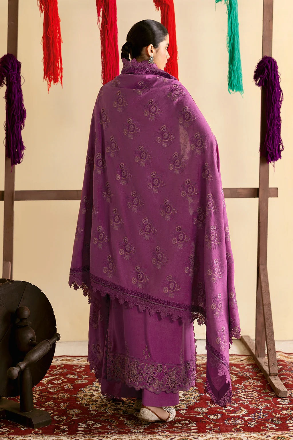Embroidered Karandi Winter Suit - Purple