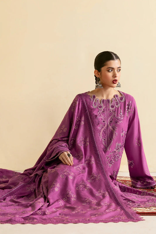 Embroidered Karandi Winter Suit - Purple