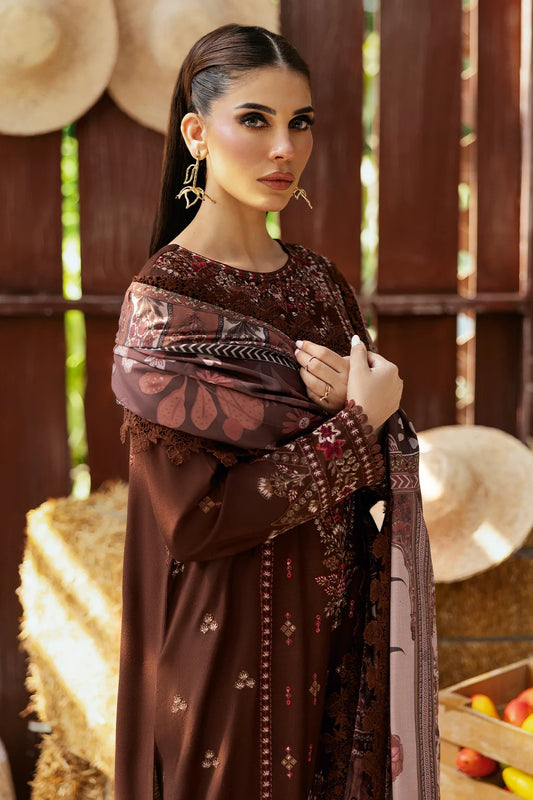 Embroidered Karandi Winter Suit - Brown