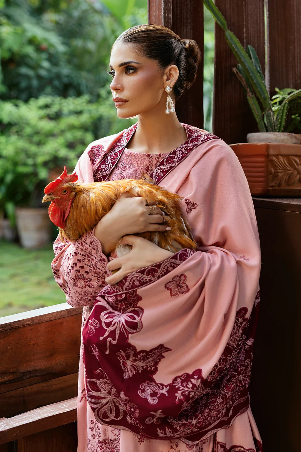 Embroidered Karandi Winter Suit - Pink