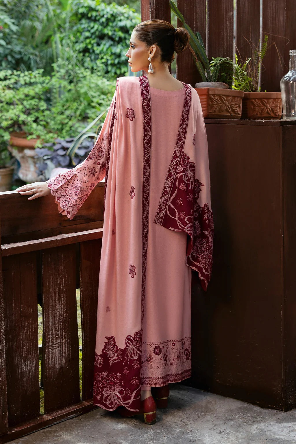 Embroidered Karandi Winter Suit - Pink