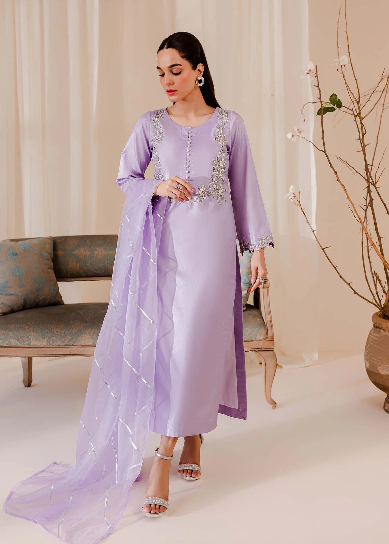 Lilac Silk Suit - IRENE
