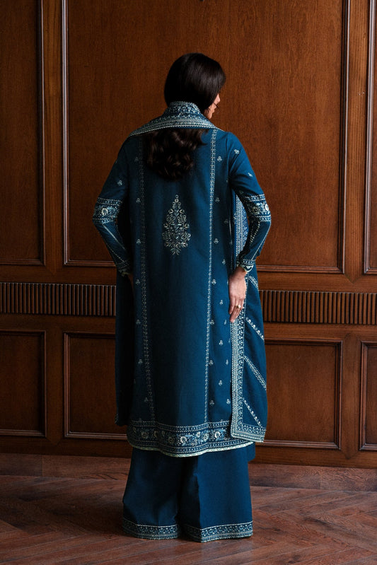 Luxury Embroidered Karandi Set - Teal Blue