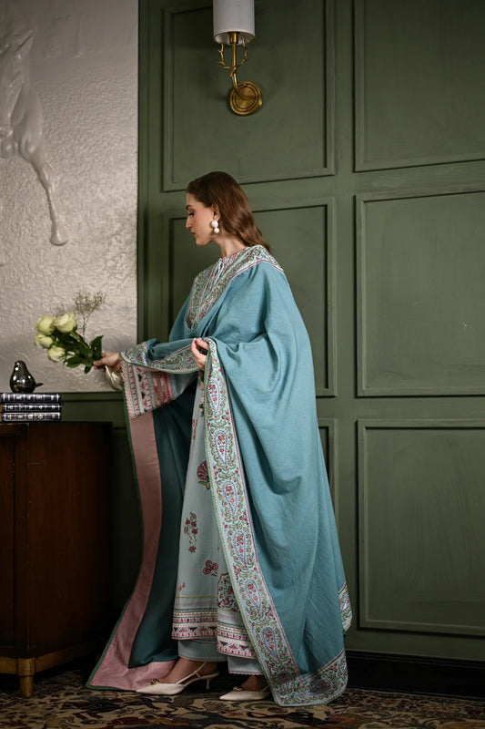 Luxury Embroidered Karandi Set - Ice Blue