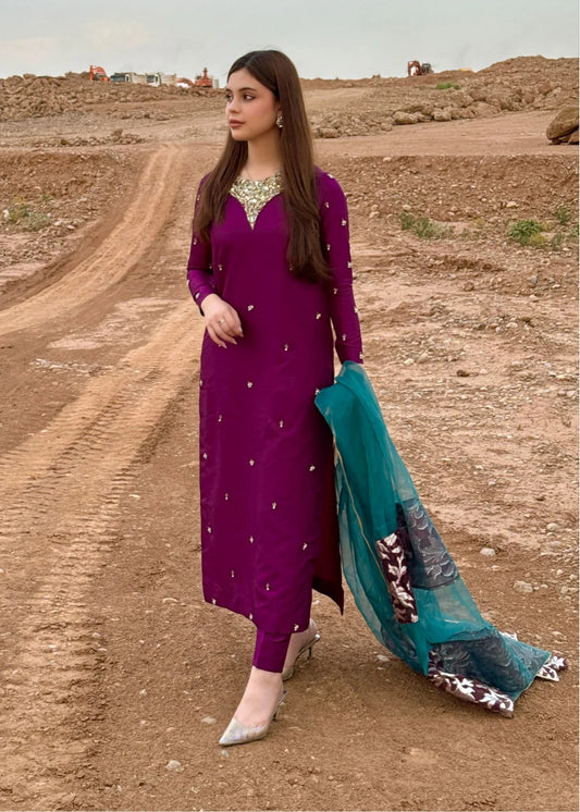 Purple Silk Suit - ANYA