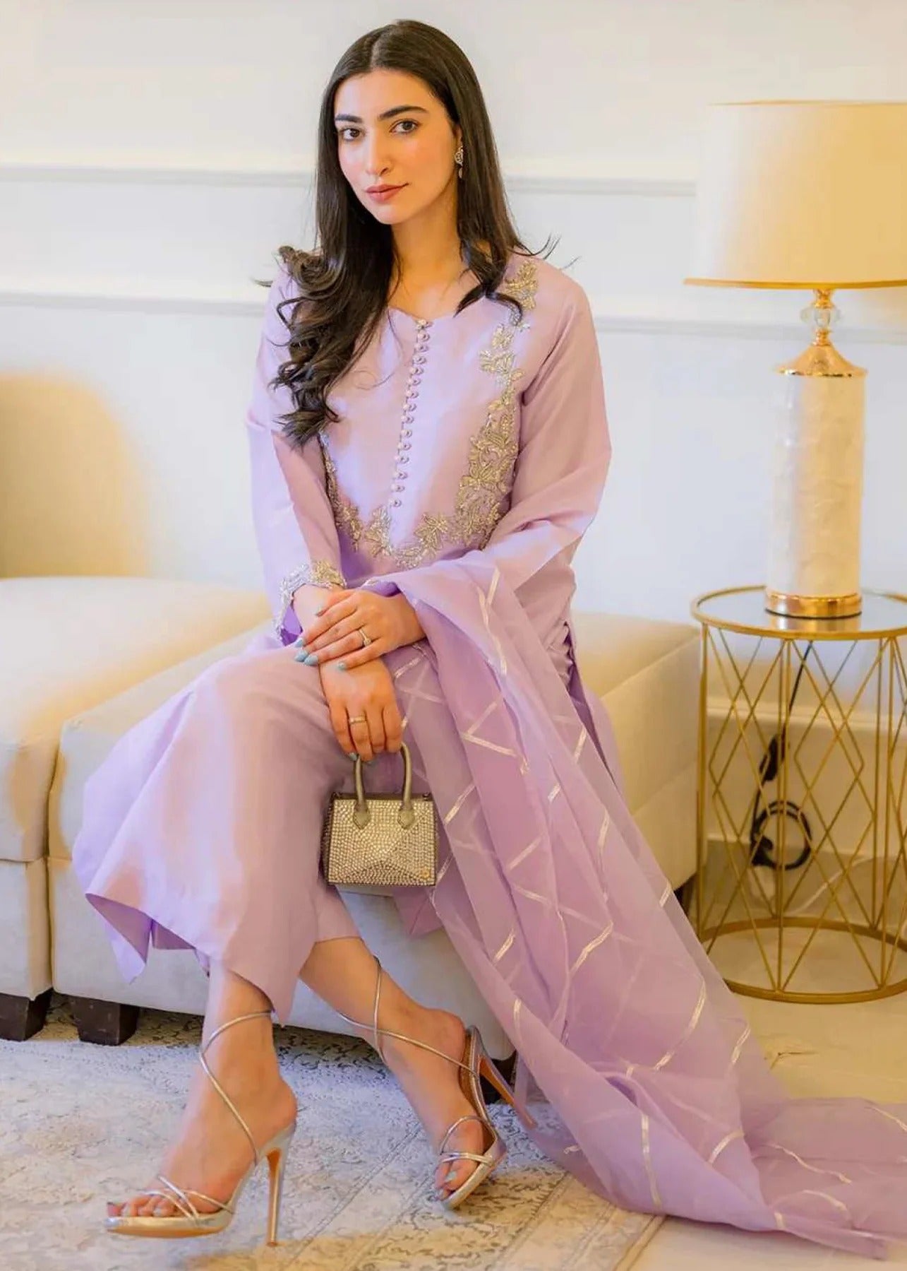 Lilac Silk Suit - IRENE