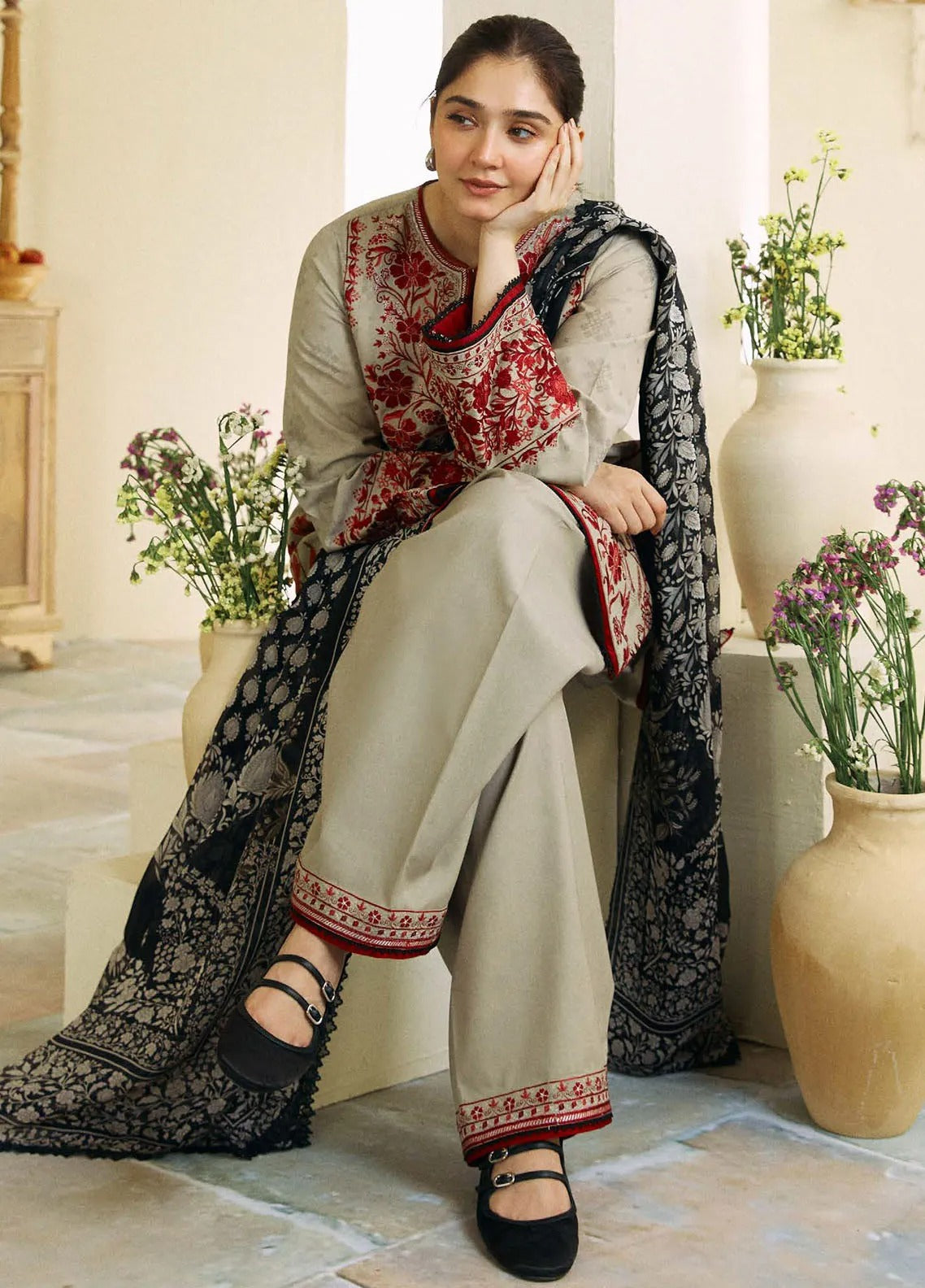 Embroidered 3 Piece Dhanak - Ready To Ship
