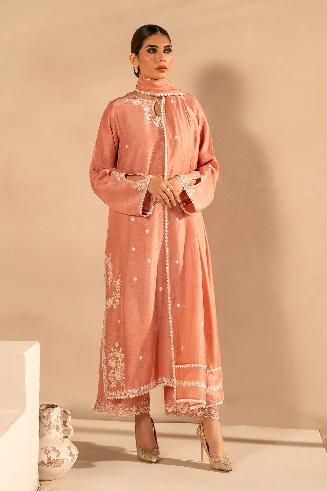 Luxury Silk Suit -Tea Pink