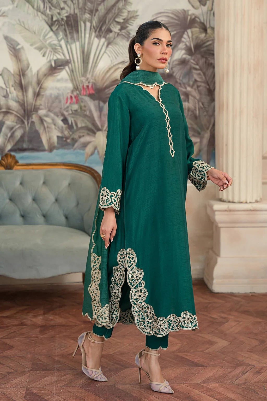 Emerald Green Silk Suit - Zeen