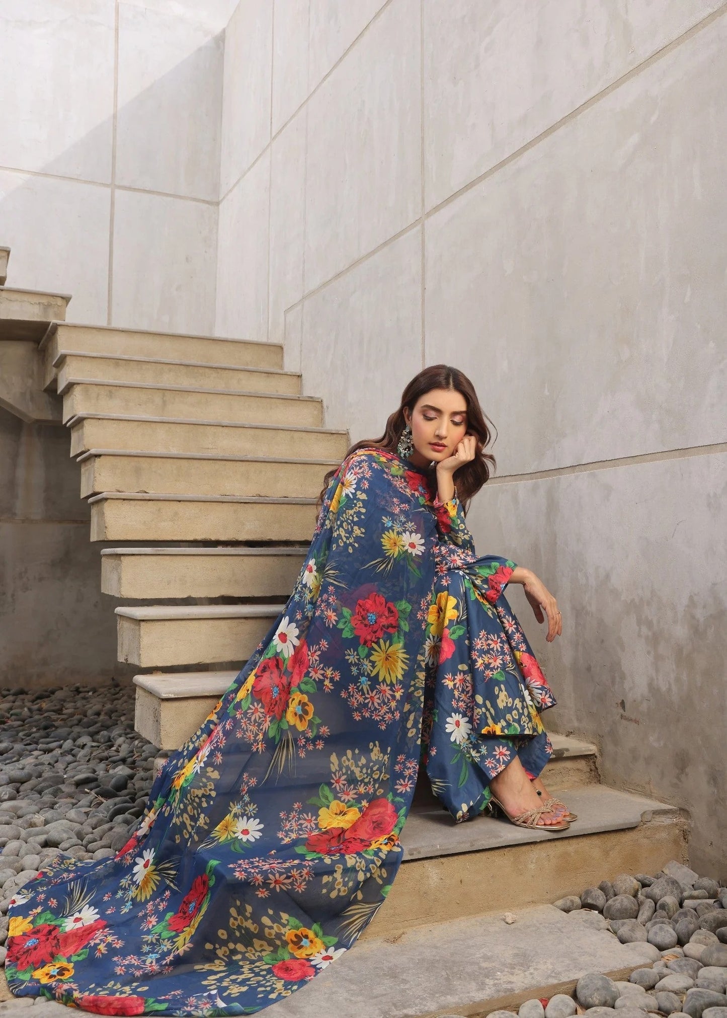 Digital Printed Floral Suit - Lawn