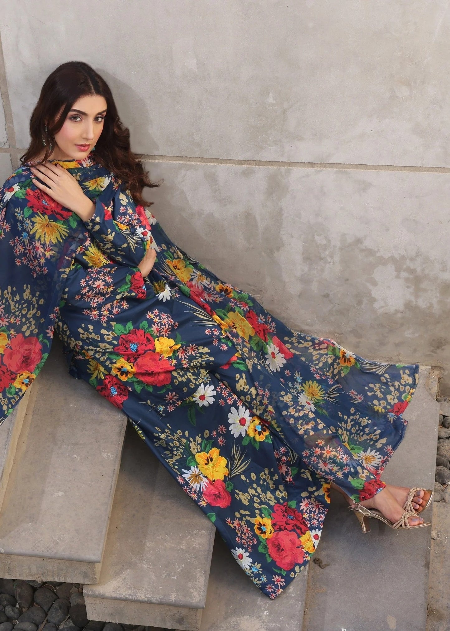 Digital Printed Floral Suit - Lawn