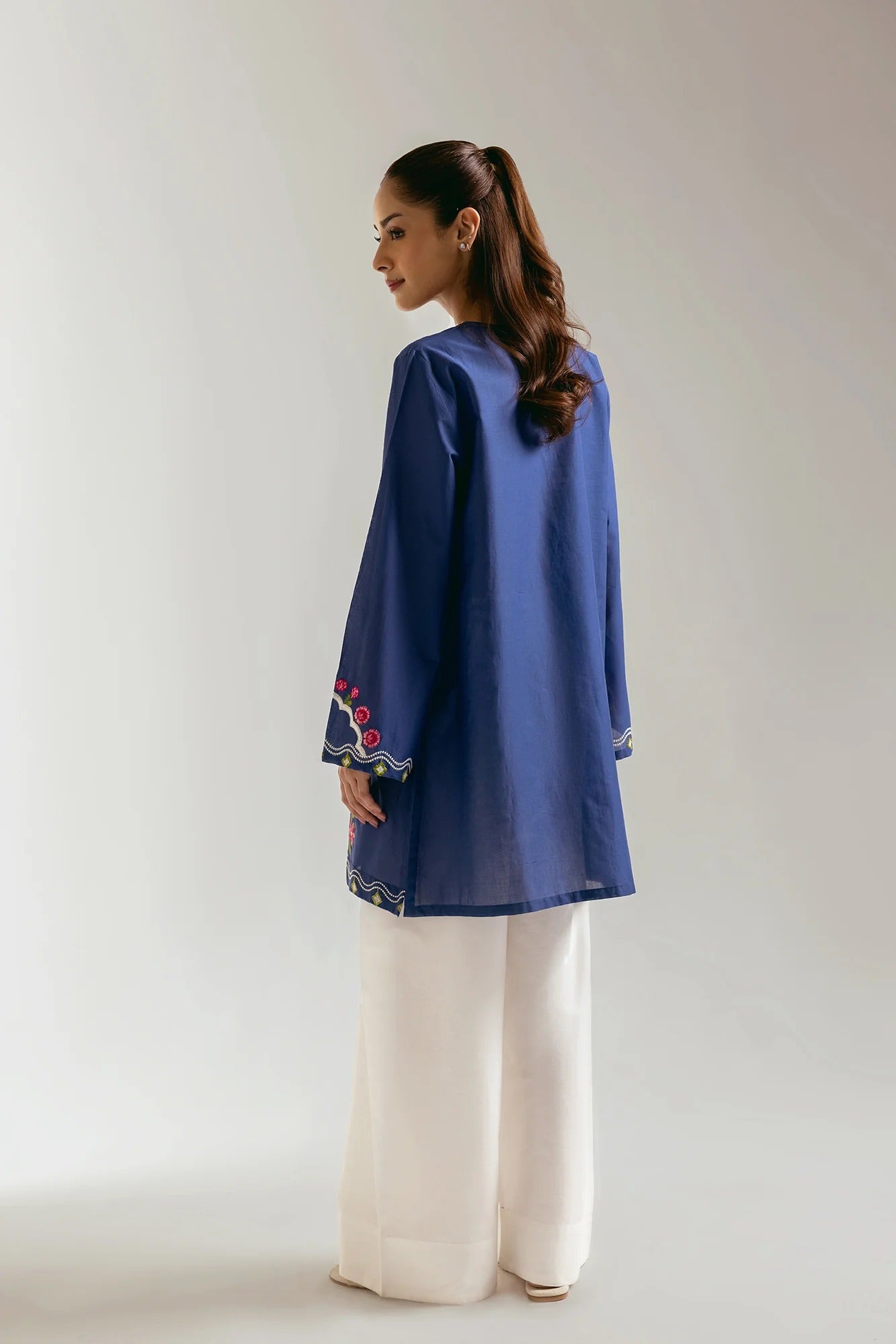 Embroidered Tunic Shirt - Blue