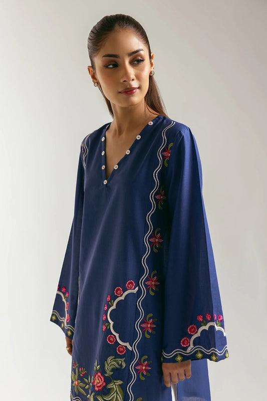 Embroidered Tunic Shirt - Blue