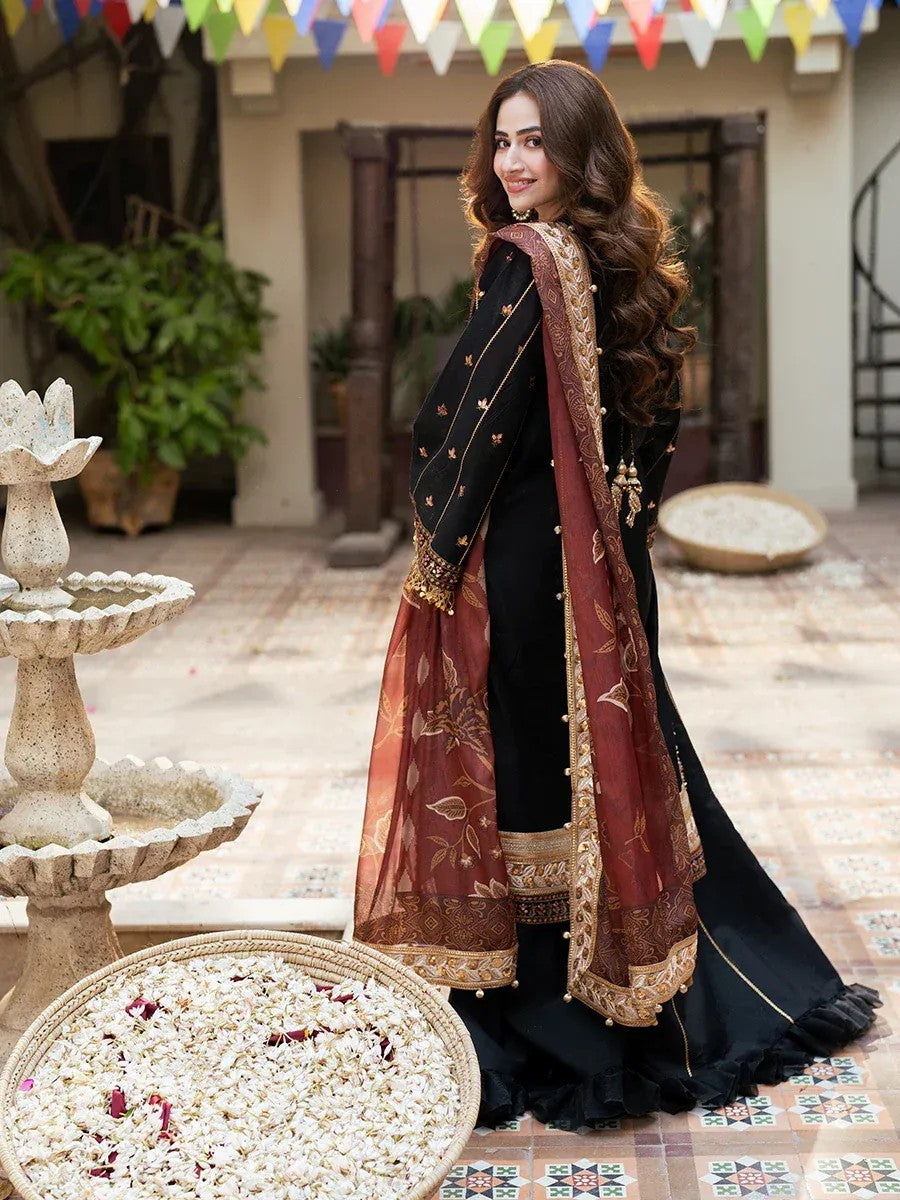 Festive Embroidered Black Suit ā 3PC Set