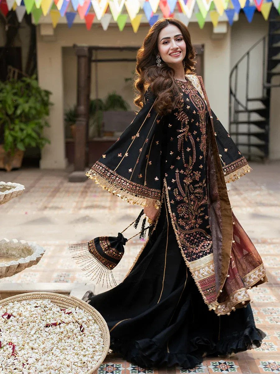 Festive Embroidered Black Suit ā 3PC Set