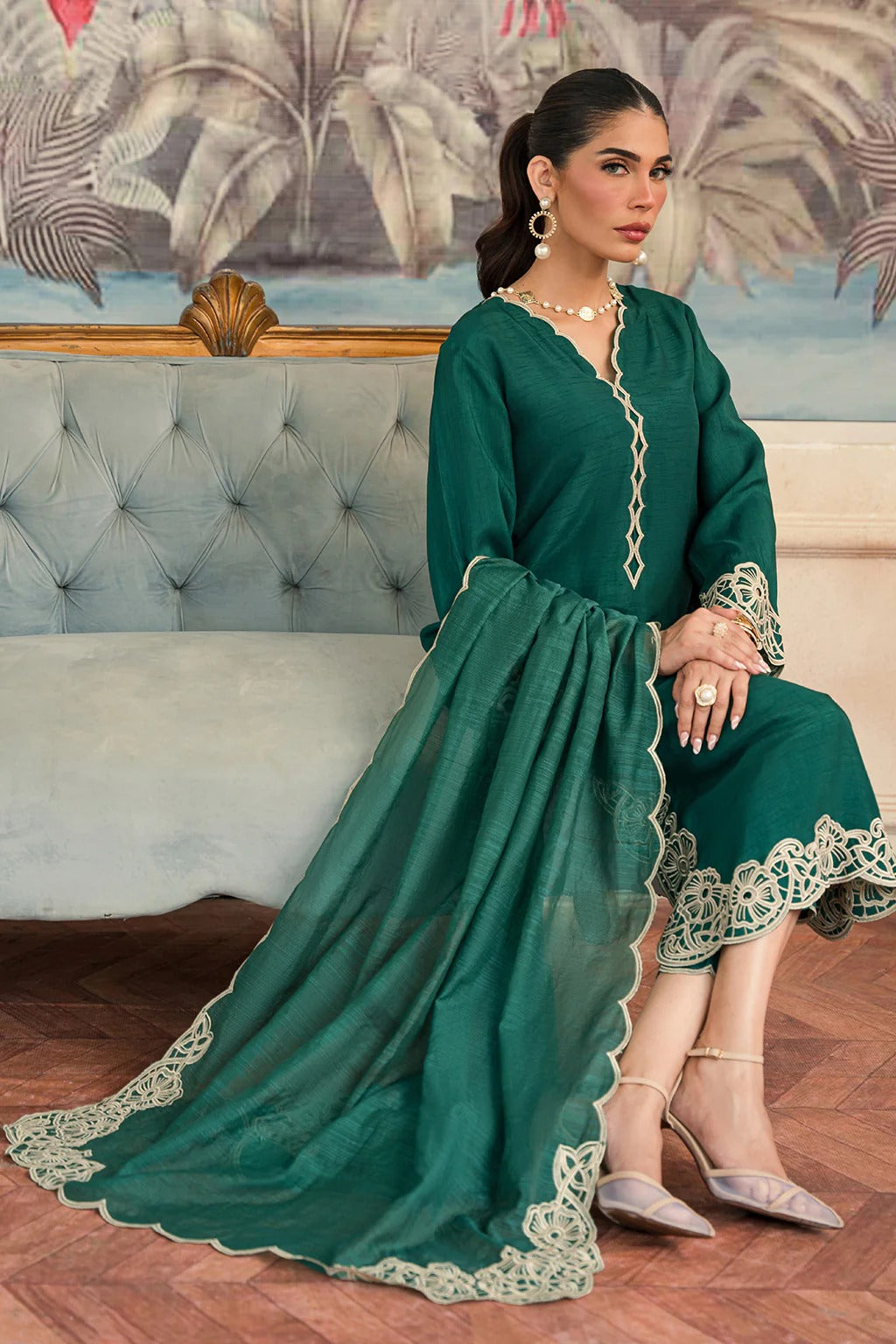 Emerald Green Silk Suit - Zeen