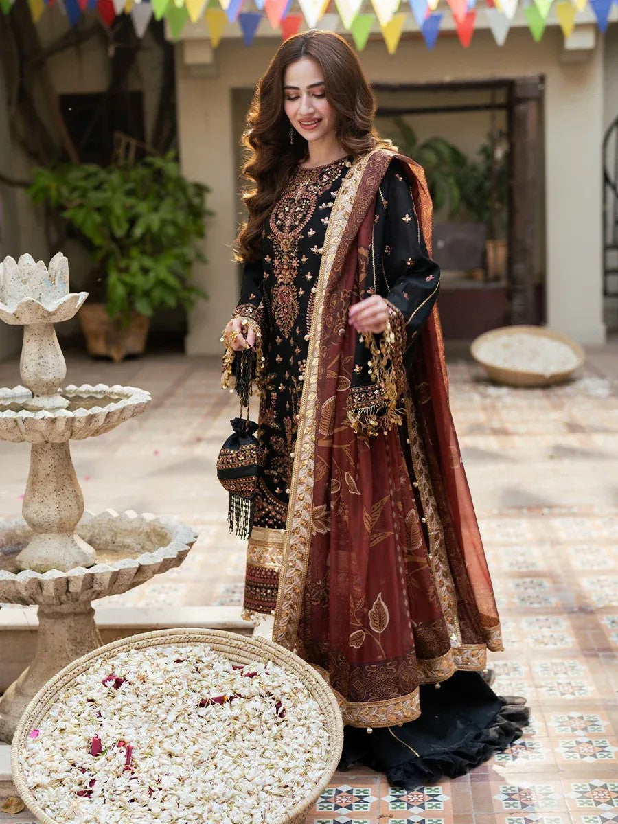 Festive Embroidered Black Suit ā 3PC Set