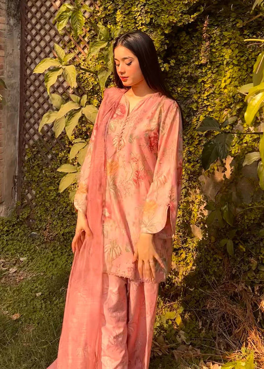 3pc Raw Silk - Rose Pink