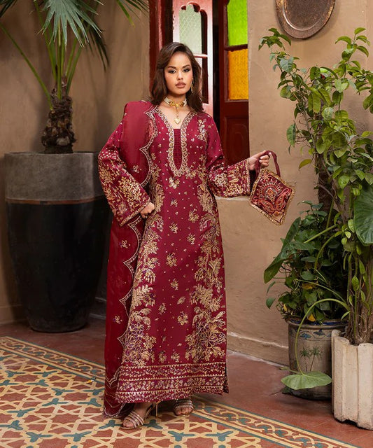 3 Piece Silk Pret - Carmine