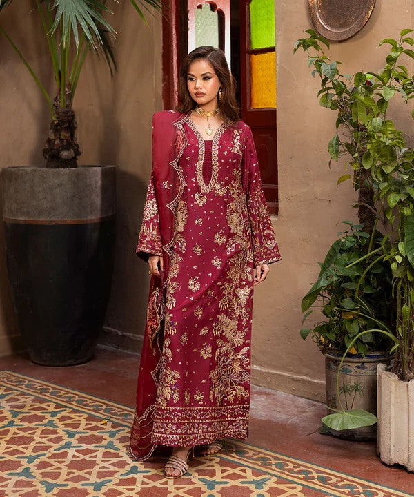 3 Piece Silk Pret - Carmine